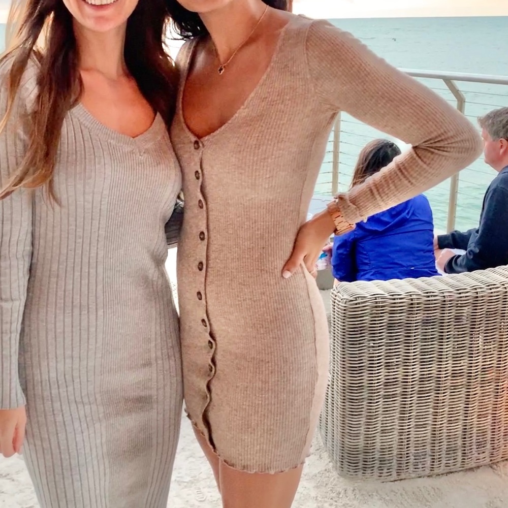 Taupe Long Sleeve Dress